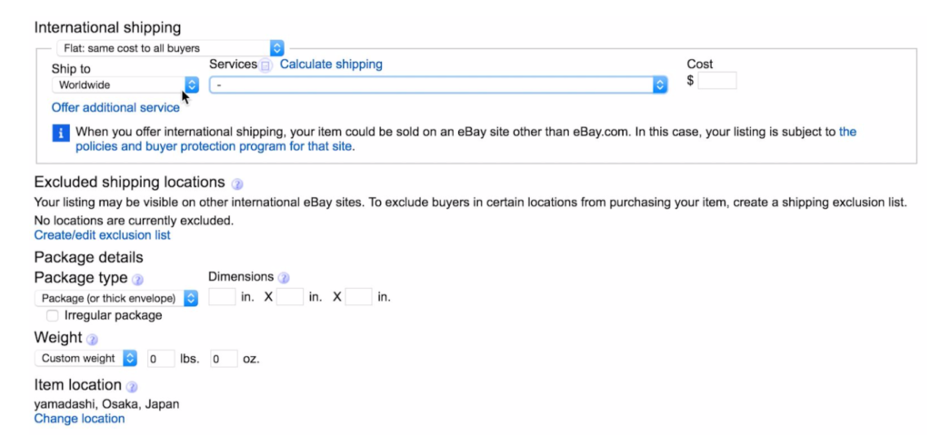 ebay international shipping